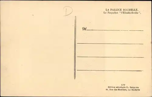 Ak Belgischer Dampfer l'Elisabethville