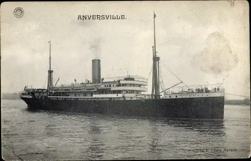 Ak Dampfer Anversville, Compagnie Maritime Belge, Belgian Line