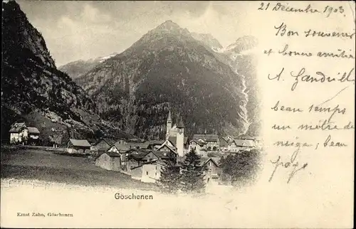 Ak Göschenen Kanton Uri, Panorama vom Ort, Blick auf die Berge