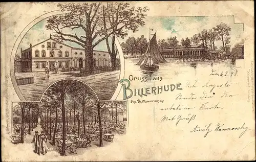 Litho Hamburg Mitte Altstadt, Gastwirtschaft Billerhude