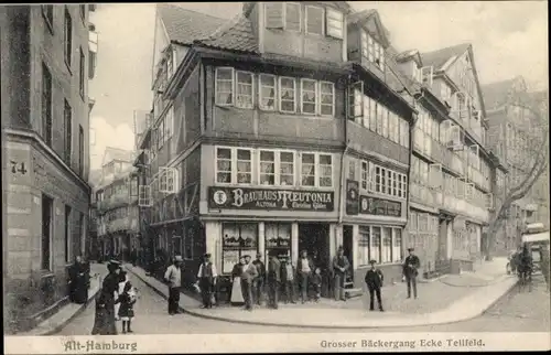 Ak Hamburg Mitte Altstadt, Brauhaus Teutonia, Großer Bäckergang Ecke Tellfeld