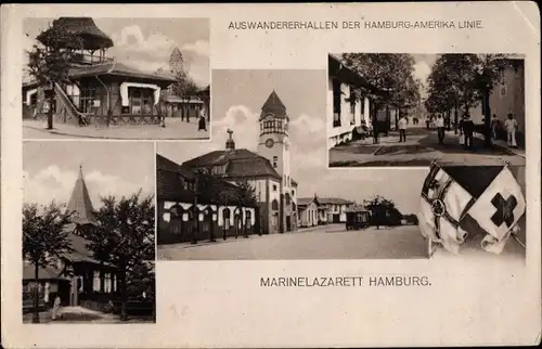 Ak Hamburg Mitte Altstadt, Marine Lazarett, HAPAG Auswandererhallen