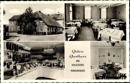 Ak Hermannsburg Südheide in der Lüneburger Heide, Gastwirtschaft, Schlachterei