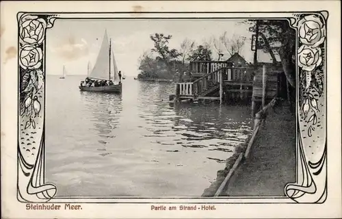 Passepartout Ak Hagenburg Niedersachsen, Steinhuder Meer, Stradhotel, Segelboot