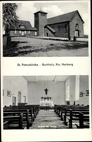 Ak Buchholz in der Nordheide, St Petruskirche, Innen und Außen