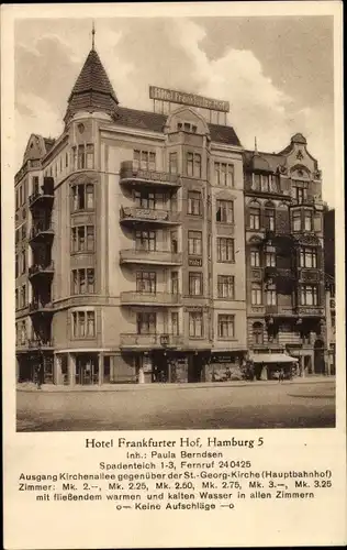 Ak Hamburg Mitte Altstadt, Hotel Frankfurter Hof