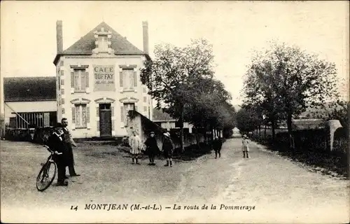 Ak Montjean Maine et Loire, Cafe Duffay, la route de la Pommeraye