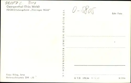 Ak Georgenthal in Thüringen, FDGB Erholungsheim Thüringer Wald, Bus