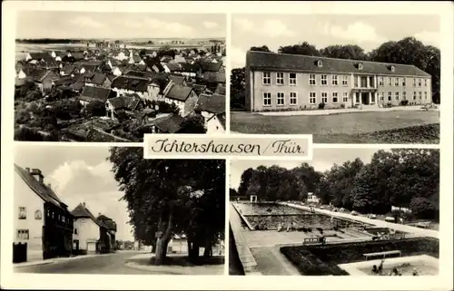 Ak Ichtershausen Amt Wachsenburg, Schwimmbad, Panorama vom Ort
