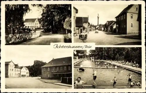 Ak Ichtershausen Amt Wachsenburg, Schwimmbad, Straßenpartie