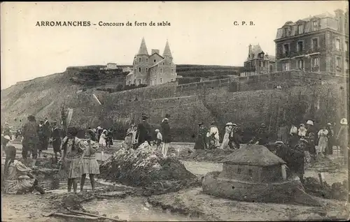 Ak Arromanches Calvados, Concours de forts de sable