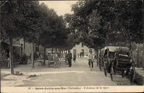 Ak Saint Aubin sur Mer Calvados, L'Avenue de la Gare