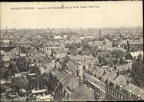 Ak Armentières Nord, Vue a vol d'oiseau de la Rue Saal Carnac