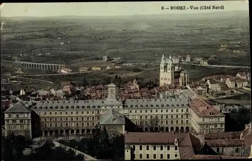 Ak Rodez Aveyron, Blick auf den Ort