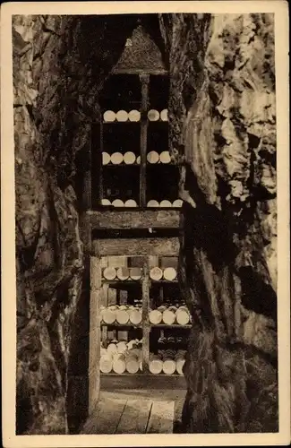 Ak Roquefort sur Soulzon Aveyron, Caves de la Rue, Une Fleurine