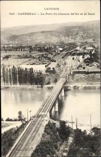 Ak Capdenac Lot, Le Pont du Chemin de fer et la Gare