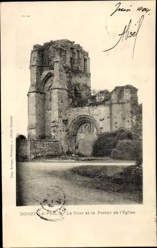 Ak Donzy le Pre Nièvre, La Tour et le Portrail de l'Eglise