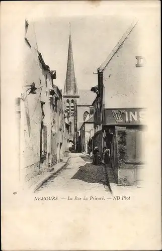 Ak Nemours Seine-et-Marne, La Rue du Prieure