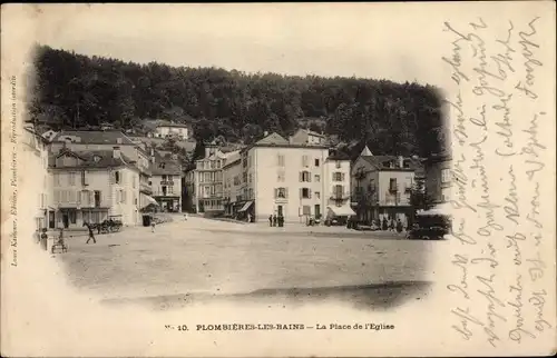 Ak Plombières les Bains Lothringen Vosges, La Place de l'Eglise