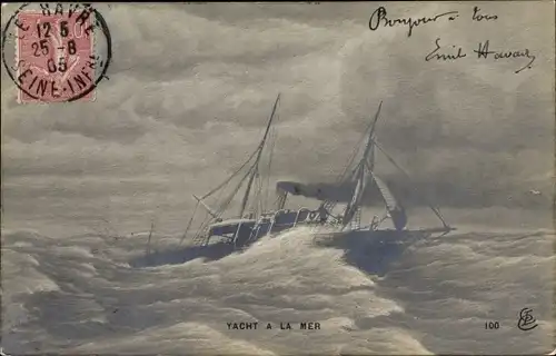 Künstler Ak Yacht a la Mer