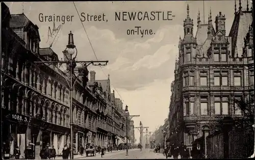 Ak Newcastle upon Tyne North East England, Grainger Street