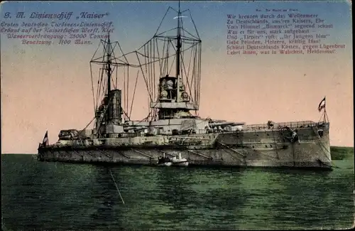 Ak deutsches Kriegsschiff, SM Linienschiff Kaiser, Kaiserliche Marine