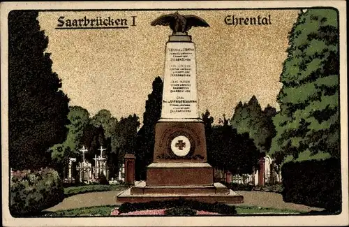 Künstler Ak Saarbrücken im Saarland, Kriegerdenkmal, Ehrental