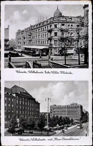 Ak Gliwice Gleiwitz Oberschlesien, Wilhelmstraße Ecke Wilde Klodnitz, Haus Oberschlesien