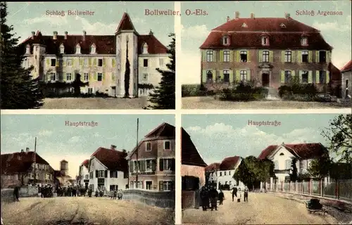 Ak Bollwiller Bollweiler Haut Rhin, Schloss Argenson, Hauptstraße