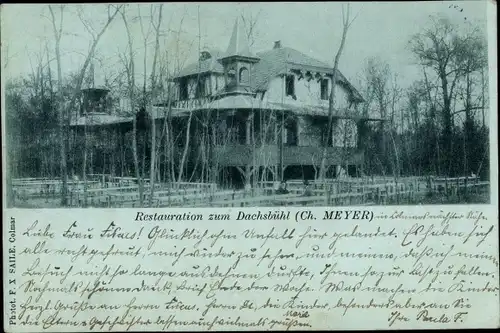 Mondschein Ak Colmar Kolmar Elsass Haut Rhin, Restaurant zum Dachsbühl