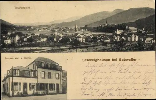 Ak Schweighausen Thann Elsass Haut Rhin, Restaurant Ww V Gerrer, Panorama