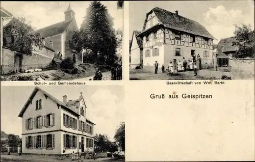 Ak Geispitzen Haut Rhin, Schule, Gemeindehaus, Gastwirtschaft