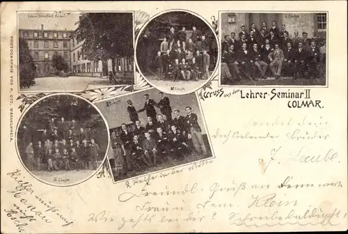 Ak Colmar Kolmar Elsass Haut Rhin, Lehrer Seminar II, Gruppenbild Klasse I-IV