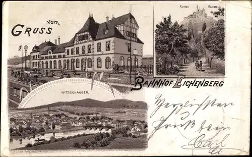 Litho Neu Eichenberg in Hessen, Bahnhof, Ruine Hanstein, Witzenhausen