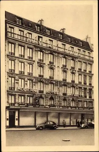 Ak Paris IX Opéra, Modern Hotel Lafayette, Rue Lafayette 60