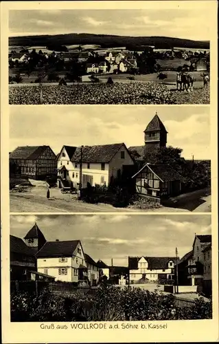 Ak Wollrode Guxhagen in Hessen, Kirche, Ortspartie, Panorama