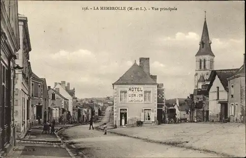 Ak La Membrolle Maine et Loire, Vue principale, Hotel du Lion d'Or