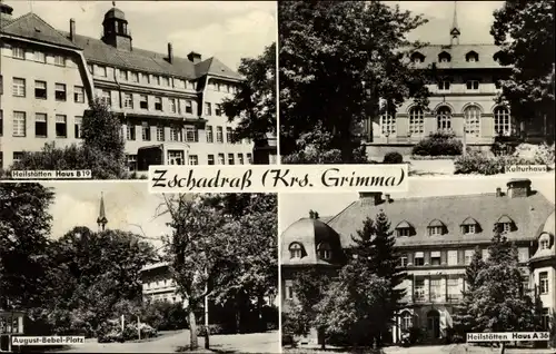 Ak Zschadraß Colditz in Sachsen, August-Bebel-Platz, Kulturhaus, Heilstätte