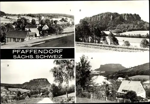 Ak Pfaffendorf Königstein an der Elbe Sächsische Schweiz, Teilansicht, Pfaffenstein, Lilienstein