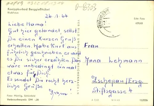 Ak Bad Gottleuba Berggießhübel, Clubhaus