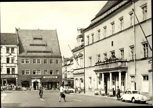 Ak Pirna an der Elbe, Markt, Geschäfte, Passanten