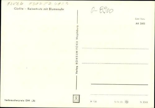 Ak Görlitz in der Lausitz, Kaisertrutz mit Blumenuhr