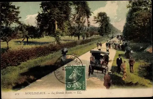 Ak Moulineaux Seine Maritime, La Grande Route