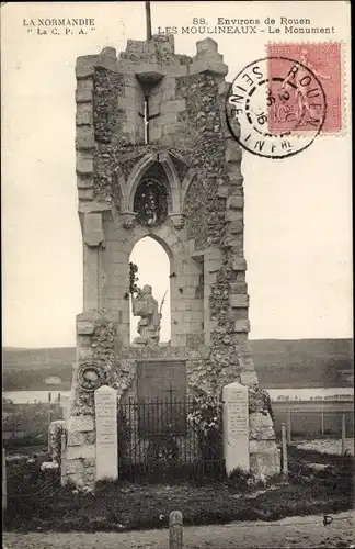 Ak Moulineaux Seine Maritime, Le Monument