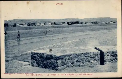 Ak Gruissan Aude, La Plage et les Baraques