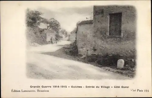 Ak Oulches Indre, Grande Guerre 1914-1915, Entree du Village