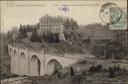 Ak Viescamp Cantal, Chateau et viaduc