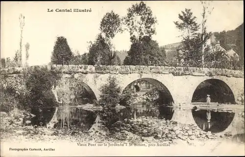 Ak Aurillac Cantal, Vieux Pont sur la Jordanne a Saint Simon