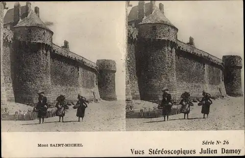Stereo Ak Le Mont Saint Michel Manche, Teilansicht