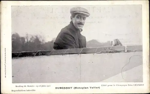 Ak Dubonnet, Monoplan Tellier, Meeting de Rouen 1910